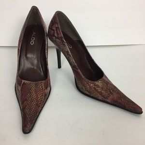 Aldo Heels Snake Print Pointy Toe